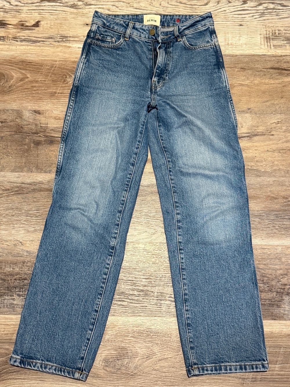 Sezane L’Icinique Droite Women's Straight Leg Jeans in Medium Blue 34 size 2
